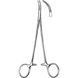 Hemostatic Forceps Sklar® Jacobs 7 Inch Length OR / Surgical Grade German Stainless Steel NonSterile Locking Finger Ring Handle Full Curved Blunt Serrated Tips EACH MK-293420