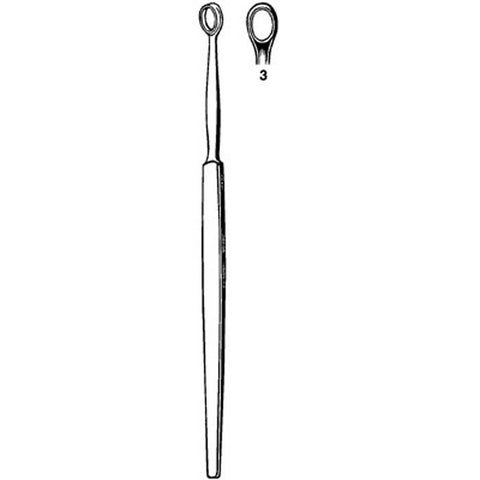 Dermal Curette Merit™ Fox 5-1/2 Inch Length Flat Handle Size 3 Tip Straight Blunt Serrated Fenestrated Oval Tip Each MK-295499