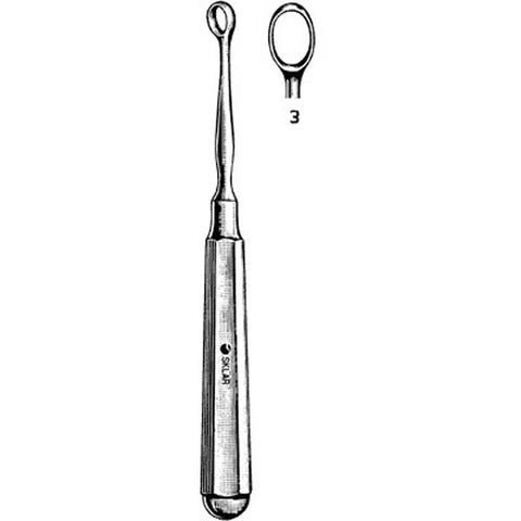 Dermal Curette Sklar® Piffard 6 Inch Length Hexagonal Handle Size 3 Tip Straight Fenestrated Oval Tip Each MK-303025
