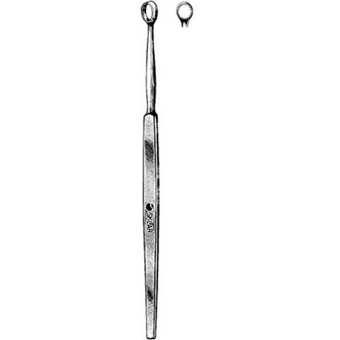 Dermal Curette Sklar® Fox 5-1/2 Inch Length Solid Flat Handle 3 mm Tip Straight Sharp Fenestrated Round Tip Each MK-303026