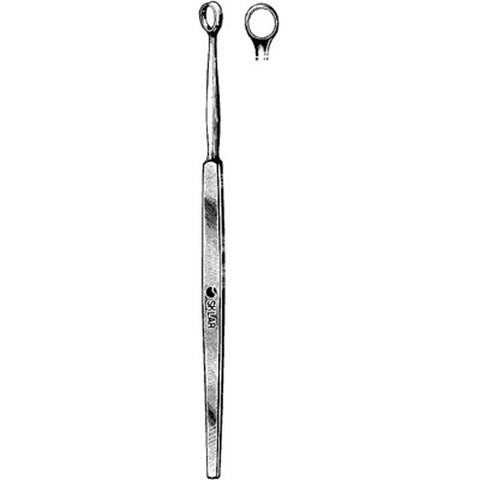 Dermal Curette Sklar® Fox 5-1/2 Inch Length Solid Flat Handle 5 mm Tip Straight Sharp Fenestrated Round Tip Each MK-303028
