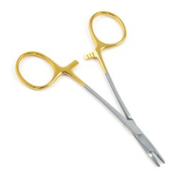 Needle Holder Sklar® Olsen-Hegar 6-1/2 Inch Length Straight Cross Serrated Tips Finger Ring Handle Each MK-303043
