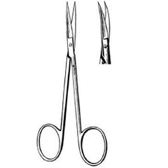 Iris Scissors Sklar® 3-1/2 Inch Length OR / Surgical Grade German Stainless Steel NonSterile Finger Ring Handle Curved on Flat Sharp Tip / Sharp Tip EACH MK-303048