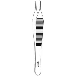 Dressing Forceps Sklar® Adson 4-3/4 Inch Length OR / Surgical Grade German Stainless Steel NonSterile NonLocking Thumb Handle Straight Micro, Serrated Tips EACH MK-303116