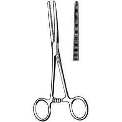 Hemostatic Forceps Sklar® Rochester-Pean 7-1/4 Inch Length OR / Surgical Grade German Stainless Steel NonSterile Locking Finger Ring Handle Straight Serrated Tips EACH MK-330853