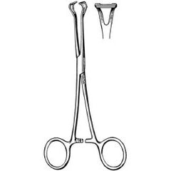 Tissue Holding Forceps Sklar® Babcock 6-1/4 Inch Length OR / Surgical Grade German Stainless Steel NonSterile Locking Finger Ring Handle Straight Fenestrated Serrated Loop Tips EACH MK-330858