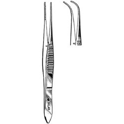 Iris Forceps Sklar® 4 Inch Length OR / Surgical Grade German Stainless Steel NonSterile NonLocking Thumb Handle Full Curved Serrated Tips EACH MK-330867