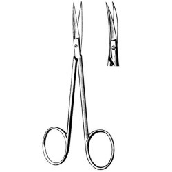 Iris Scissors Surgi-OR™ 4-1/2 Inch Length Mid Grade Stainless Steel NonSterile Finger Ring Handle Curved on Flat Sharp Tip / Sharp Tip EACH MK-331846