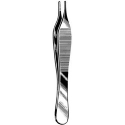 Dressing Forceps Surgi-OR™ Adson 4-3/4 Inch Length Mid Grade Stainless Steel NonSterile NonLocking Thumb Handle Straight Serrated Tips EACH MK-331870