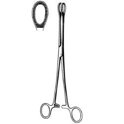 Sponge Forceps Surgi-OR™ Foerster 9-1/2 Inch Length Mid Grade Stainless Steel NonSterile Locking Finger Ring Handle Straight Fenestrated Serrated Oval Tips EACH MK-331876