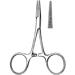 Mosquito Forceps Surgi-OR™ Hartmann 3-1/2 Inch Length Mid Grade Stainless Steel NonSterile Locking Finger Ring Handle Straight Serrated Tips EACH MK-331881