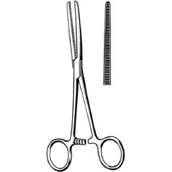 Hemostatic Forceps Surgi-OR™ Rochester-Pean 7-1/4 Inch Length Mid Grade Stainless Steel NonSterile Locking Finger Ring Handle Straight Serrated Tips EACH MK-331885