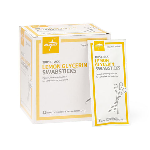 Lemon Glycerin Swabstick Medline Rayon Tip 3 per Pack (25PK/BX) MK-346232