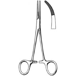 Hemostatic Forceps Sklarlite™ Extra Light Kelly 5-1/2 Inch Length OR / Surgical Grade German Stainless Steel NonSterile Locking Finger Ring Handle Curved Serrated Tips EACH MK-346414