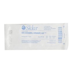 Iris Scissors Econo Sterile™ 4-1/2 Inch Length Floor / Office Grade Pakistani Stainless Steel Sterile Finger Ring Handle Straight Sharp Tip / Sharp Tip EA/BX MK-362817