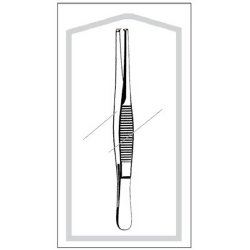 Tissue Forceps Econo Sterile™ 5 Inch Length Floor / Office Grade Pakistani Stainless Steel Sterile NonLocking Thumb Handle Straight 1 X 2 Teeth BOX OF 25 MK-362825