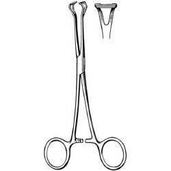 Tissue Holding Forceps Surgi-OR™ Babcock 6-1/4 Inch Length Mid Grade Stainless Steel NonSterile Locking Finger Ring Handle Straight Fenestrated Serrated Loop Tips EACH MK-364306