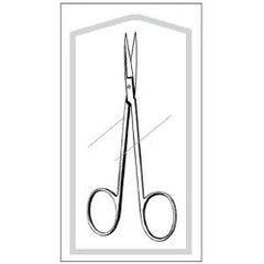 Iris Scissors Econo Sterile™ 4-1/2 Inch Length Floor / Office Grade Pakistani Stainless Steel Sterile Finger Ring Handle Straight Sharp Tip / Sharp Tip CASE OF 50 MK-364313