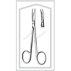Iris Scissors Econo™ 4-1/2 Inch Length Floor / Office Grade Pakistani Stainless Steel Sterile Finger Ring Handle Curved on Flat Sharp Tip / Sharp Tip CASE OF 50 MK-364314