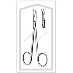Iris Scissors Econo™ 4-1/2 Inch Length Floor / Office Grade Pakistani Stainless Steel Sterile Finger Ring Handle Curved on Flat Sharp Tip / Sharp Tip CASE OF 50 MK-364314