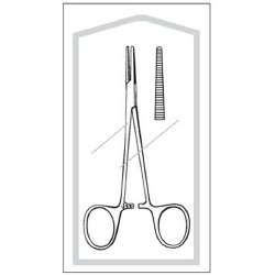 Mosquito Forceps Econo Sterile™ Halsted 5 Inch Length Floor / Office Grade Pakistani Stainless Steel Sterile Locking Finger Ring Handle Straight Serrated Tips EA/CS MK-364327