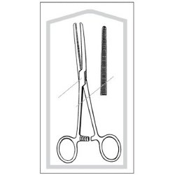 Hemostatic Forceps Econo Sterile™ Rochester-Pean 6-1/4 Inch Length Floor / Office Grade Pakistani Stainless Steel Sterile Locking Finger Ring Handle Straight Serrated Tips CASE OF 25 MK-364331