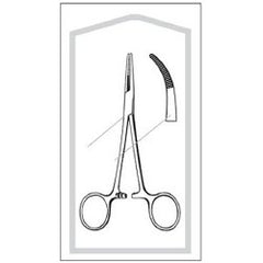 Hemostatic Forceps Econo Sterile™ Kelly 5-1/2 Inch Length Floor / Office Grade Pakistani Stainless Steel Sterile Locking Finger Ring Handle Curved Serrated Tips EA/CS MK-364375