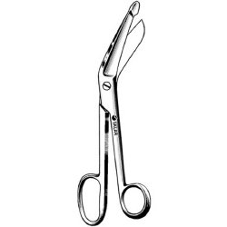Bandage Scissors Sklar® Lister 8 Inch Length OR / Surgical Grade German Stainless Steel NonSterile Finger Ring Handle Angled Blunt Tip / Blunt Tip EACH MK-367461