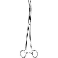 Uterine Dressing Forceps Merit™ Bozeman 10-1/4 Inch Length Floor / Office Grade Pakistani Stainless Steel NonSterile Locking Finger Ring Handle Double Curved Blunt Serrated Tips EACH MK-373389