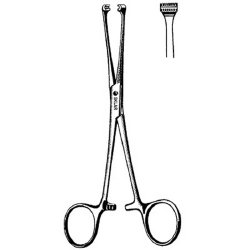 Tissue Forceps Sklar® Allis 10 Inch Length OR / Surgical Grade German Stainless Steel NonSterile Locking Finger Ring Handle Straight Serrated Tips EACH MK-373390