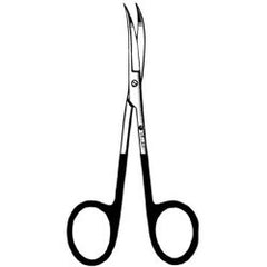 Iris Scissors Sklarhone™ 4-1/2 Inch Length OR / Surgical Grade German Stainless Steel NonSterile Finger Ring Handle Curved on Flat Sharp Tip / Sharp Tip EACH MK-375624