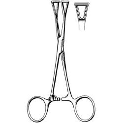 Tissue Holding Forceps Sklar® Pennington 8 Inch Length OR / Surgical Grade German Stainless Steel NonSterile Locking Finger Ring Handle Straight Fenestrated Serrated Triangular Tips EACH MK-375712