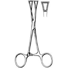 Tissue Holding Forceps Sklar® Pennington 8 Inch Length OR / Surgical Grade German Stainless Steel NonSterile Locking Finger Ring Handle Straight Fenestrated Serrated Triangular Tips EACH MK-375712