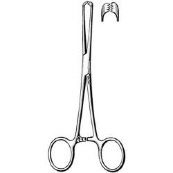Tissue Forceps Sklar® Allis 4 Inch Length OR / Surgical Grade German Stainless Steel NonSterile Locking Finger Ring Handle Straight Delicate, 4 X 5 Teeth EACH MK-375740