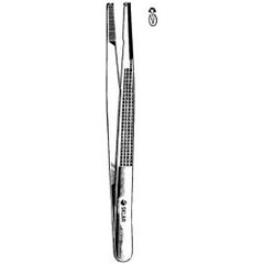 Tissue Forceps Sklar® Bonney 7 Inch Length OR / Surgical Grade German Stainless Steel NonSterile NonLocking Thumb Handle Straight Serrated Tips with 1 X 2 Teeth EACH MK-375760