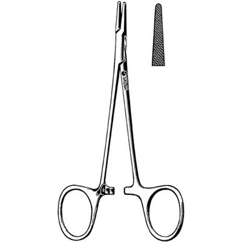 Needle Holder Webster 5-1/4 Inch Length Straight Serrated Tip Finger Ring Handle Each MK-375771