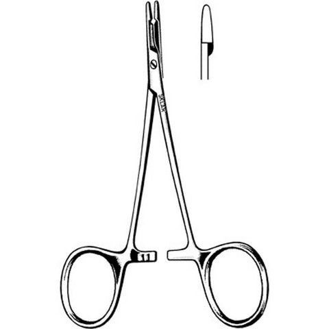 Needle Holder Olsen-Hegar 4-3/4 Inch Length Straight Smooth Tip Finger Ring Handle Each MK-375783