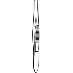 Iris Forceps Econo™ 4-1/4 Inch Length Floor / Office Grade Pakistani Stainless Steel NonSterile NonLocking Thumb Handle Straight 1 X 2 Teeth BOX OF 12 MK-375809