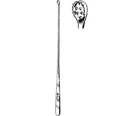 Uterine Biopsy Curette Sklar® Heaney 9-1/2 Inch Length Flat Tapered Handle 7.5 mm Tip Serrated Loop Tip with Basket Each MK-376065