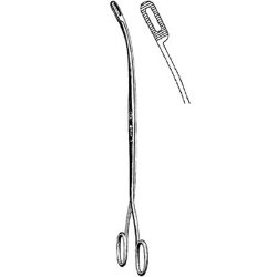 Grasping Forceps Sklar® Campion 9-1/4 Inch Length OR / Surgical Grade German Stainless Steel NonSterile NonLocking Finger Ring Handle Curved Serrated Fenestrated Tips EACH MK-376083