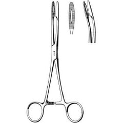 Uterine Dressing Forceps Sklar® Maier 10 Inch Length OR / Surgical Grade German Stainless Steel NonSterile Locking Finger Ring Handle Curved Fenestrated Serrated Tips EACH MK-376086