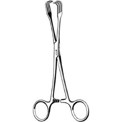 Traction Forceps Sklar® Lahey 8 Inch Length OR / Surgical Grade German Stainless Steel NonSterile Locking Finger Ring Handle Straight 3 X 3 Prongs EACH MK-376129
