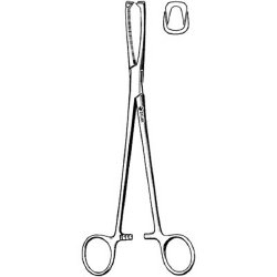 Vulsellum Forceps Sklar® Jacobs 8-1/4 Inch Length OR / Surgical Grade German Stainless Steel NonSterile Locking Finger Ring Handle Straight Serrated Tips with 2 X 2 Teeth EACH MK-376130