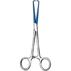Tenaculum Forceps Sklar Blue™ Electrosurgical Schroeder 10 Inch Length OR / Surgical Grade Coated Stainless Steel NonSterile Locking Finger Ring Handle Straight 1 X 1 Sharp Prongs EACH MK-376174