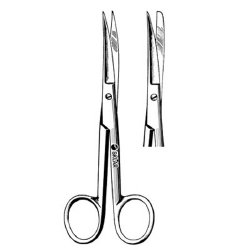 Operating Scissors Merit™ 6-1/2 Inch Length Floor / Office Grade Pakistani Stainless Steel NonSterile Finger Ring Handle Curved on Flat Sharp Tip / Blunt Tip EACH MK-376270