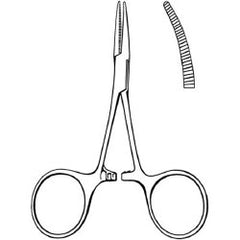 Mosquito Forceps Merit™ Hartmann 3-1/2 Inch Length Floor / Office Grade Pakistani Stainless Steel NonSterile Locking Finger Ring Handle Curved Serrated Tips EACH MK-376292