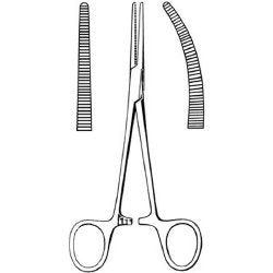 Hemostatic Forceps Merit™ Crile 5-1/2 Inch Length Floor / Office Grade Pakistani Stainless Steel NonSterile Locking Finger Ring Handle Straight Serrated Tips EACH MK-376294