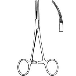 Hemostatic Forceps Merit™ Kelly-Rankin 6-1/4 Inch Length Floor / Office Grade Pakistani Stainless Steel NonSterile Locking Finger Ring Handle Curved Serrated Tips EACH MK-376298