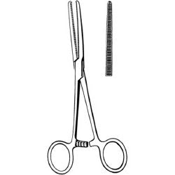 Hemostatic Forceps Merit™ Rochester-Pean 9 Inch Length Floor / Office Grade Pakistani Stainless Steel NonSterile Locking Finger Ring Handle Straight Serrated Tips EACH MK-376302