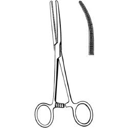 Hemostatic Forceps Merit™ Rochester-Pean 10-1/4 Inch Length Floor / Office Grade Pakistani Stainless Steel NonSterile Locking Finger Ring Handle Curved Serrated Tips EACH MK-376307